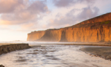 Beach scene at sunset in San Mateo County